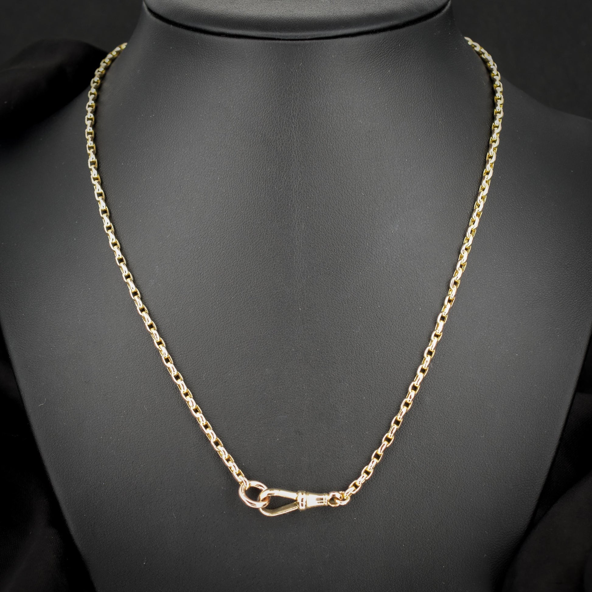 Antique Victorian 9ct Gold Faceted Link Chain Necklace with Dog Clip | 20"