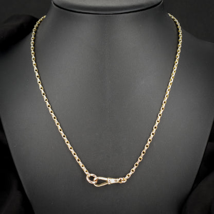Antique Victorian 9ct Gold Faceted Link Chain Necklace with Dog Clip | 20"