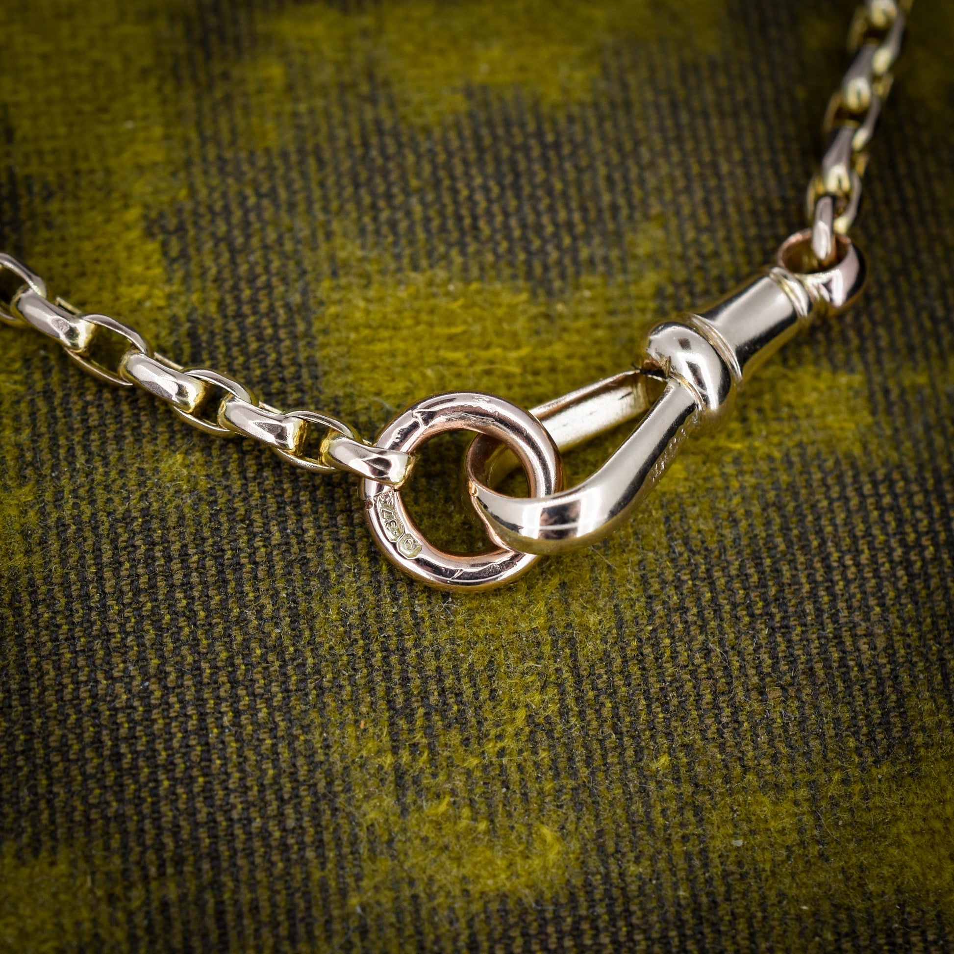 Antique Victorian 9ct Gold Faceted Link Chain Necklace with Dog Clip | 20"