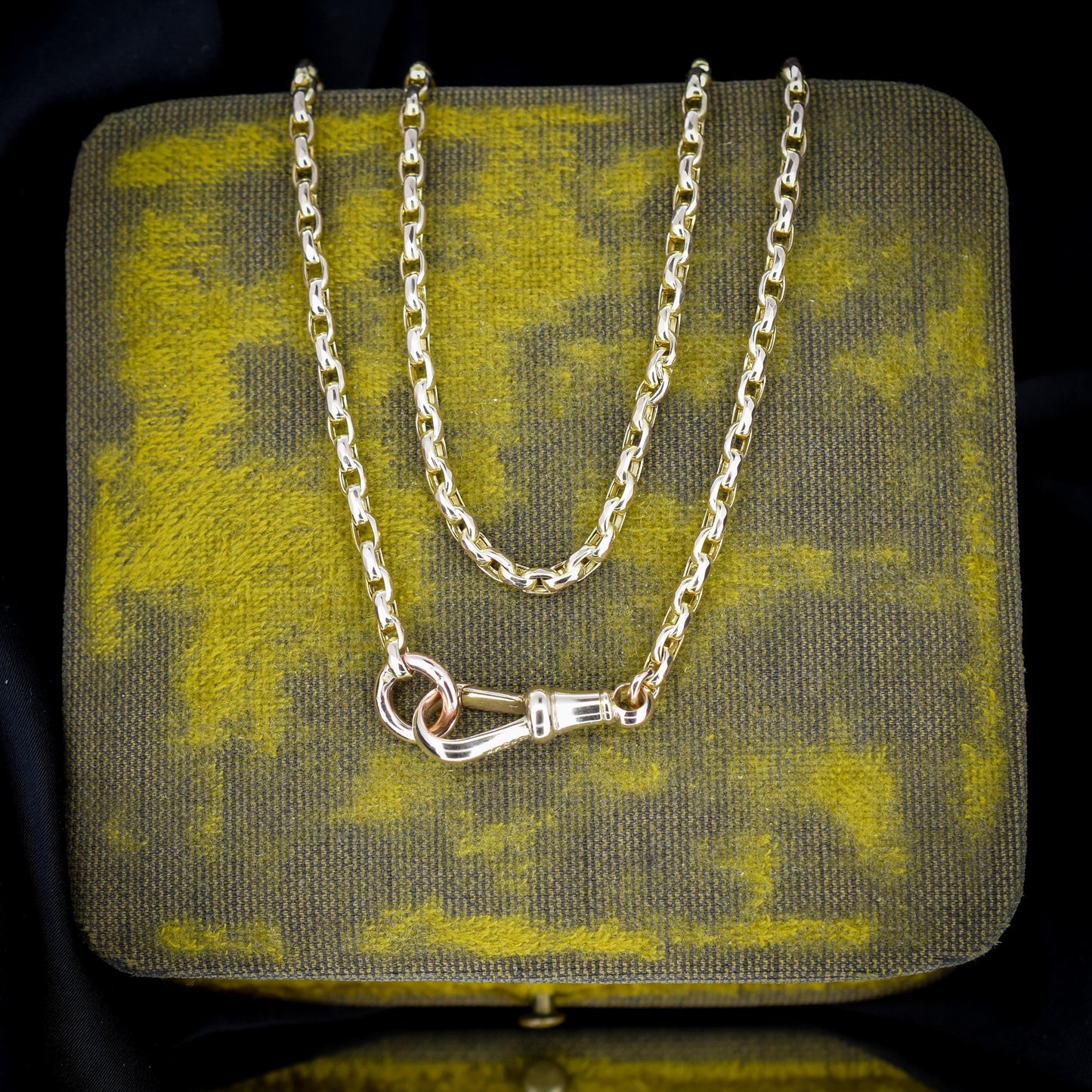 Antique Victorian 9ct Gold Faceted Link Chain Necklace with Dog Clip | 20"