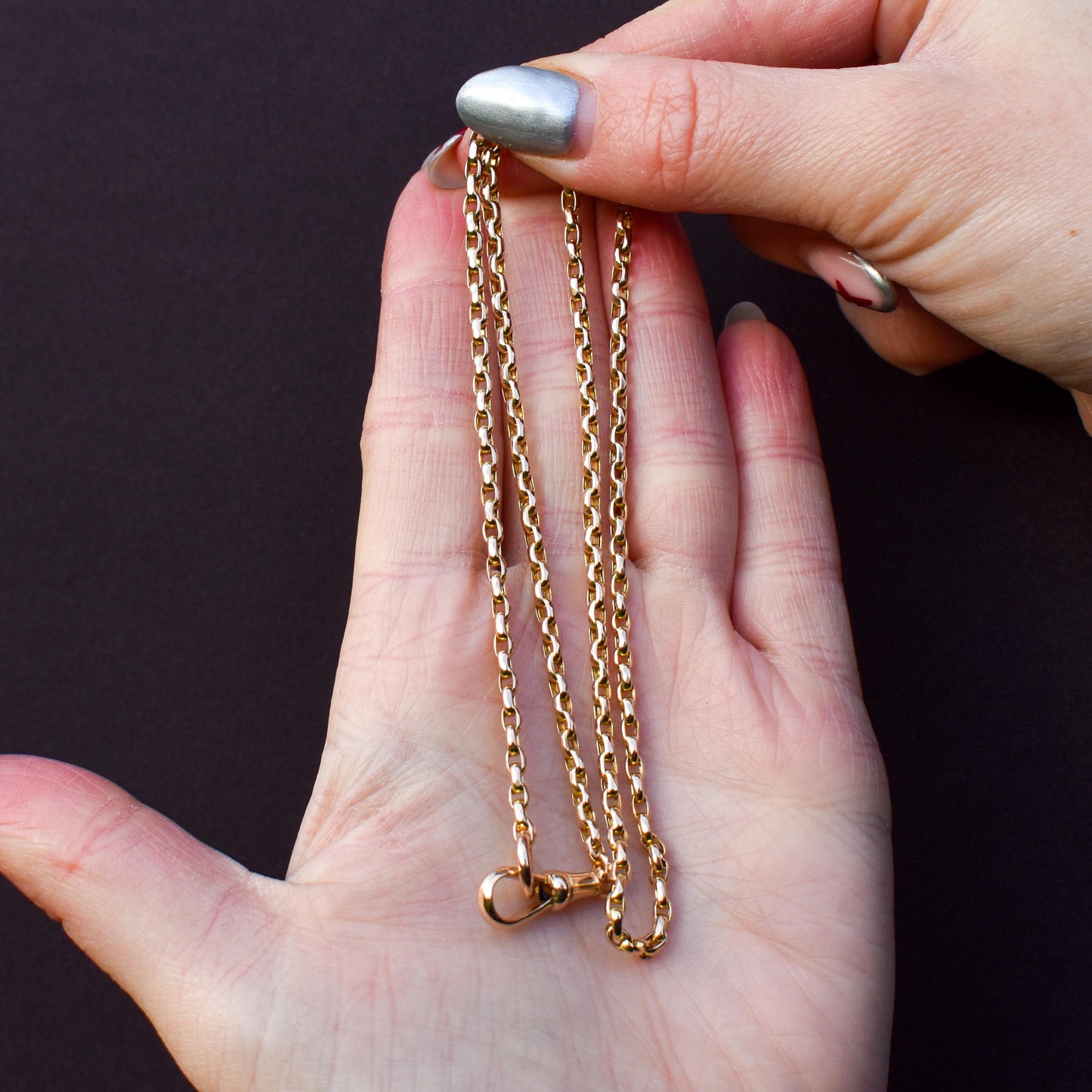 Antique Victorian 9ct Gold Faceted Link Chain Necklace with Dog Clip | 20"