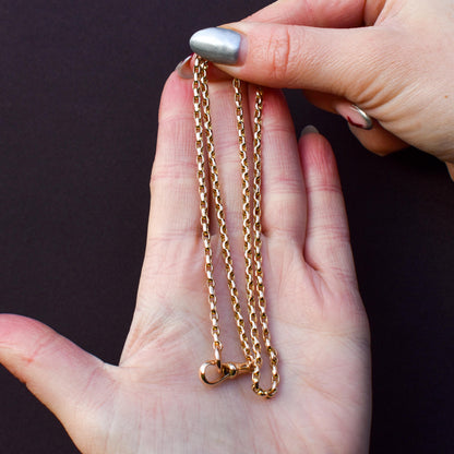 Antique Victorian 9ct Gold Faceted Link Chain Necklace with Dog Clip | 20"