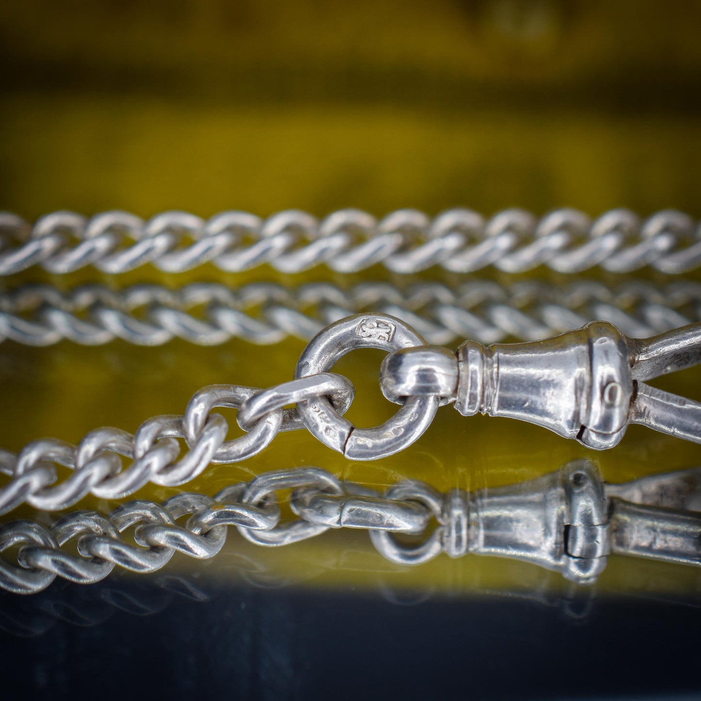 Antique Sterling Silver Curb Link Chain Necklace with Dog Clip – 31"