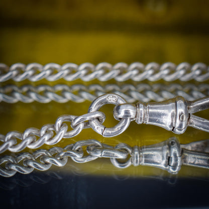 Antique Sterling Silver Curb Link Chain Necklace with Dog Clip – 31"