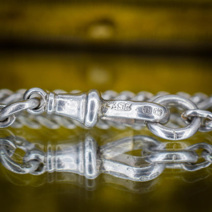 Antique Sterling Silver Curb Link Chain Necklace with Dog Clip – 31"