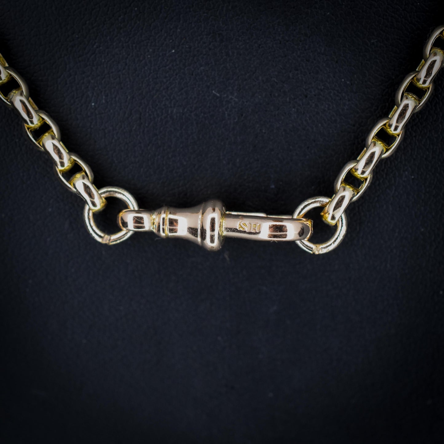 Antique Victorian 9ct Gold Faceted Link Chain Necklace with Dog Clip | 21"