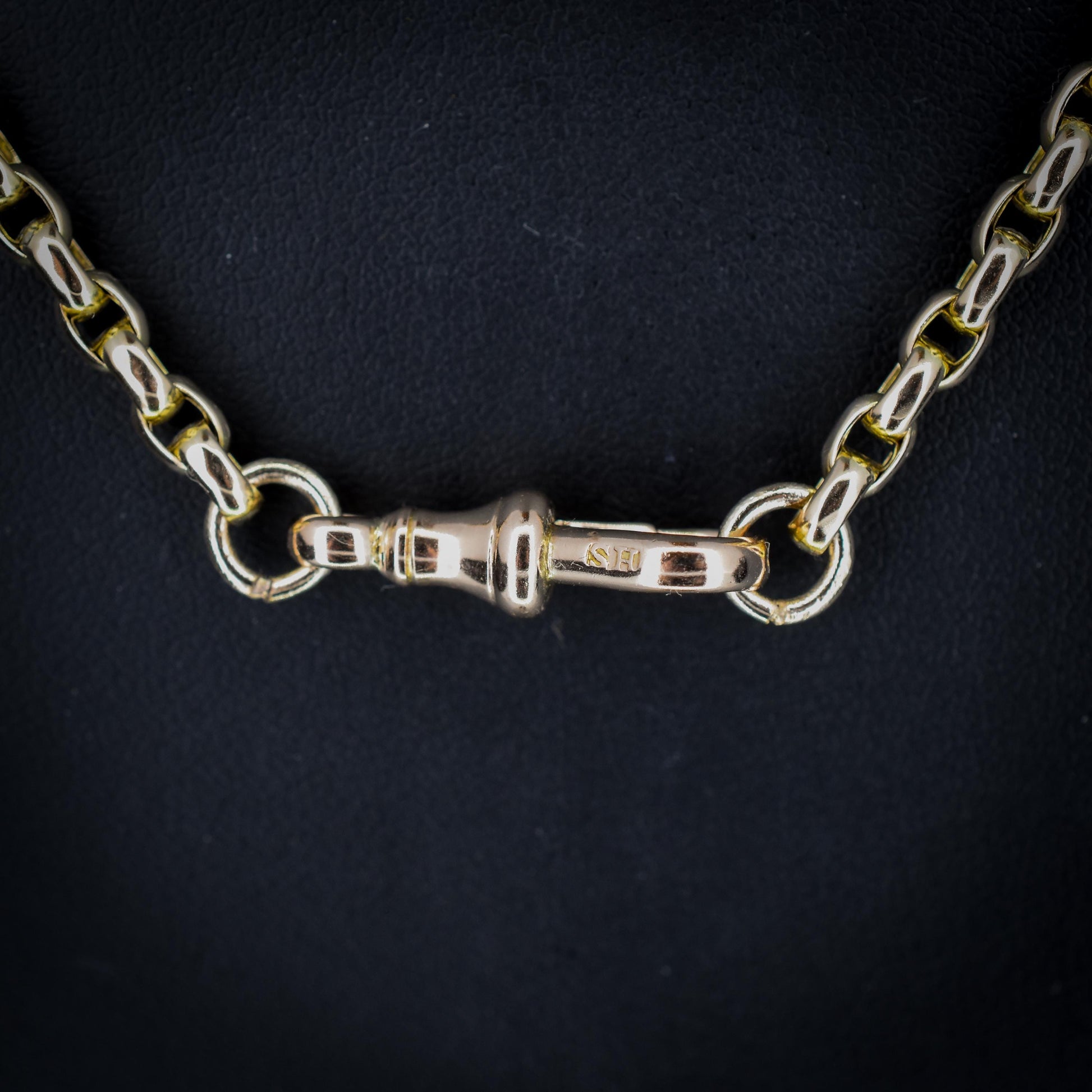Antique Victorian 9ct Gold Faceted Link Chain Necklace with Dog Clip | 21"