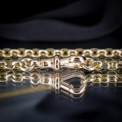 Antique Victorian 9ct Gold Faceted Link Chain Necklace with Dog Clip | 21"