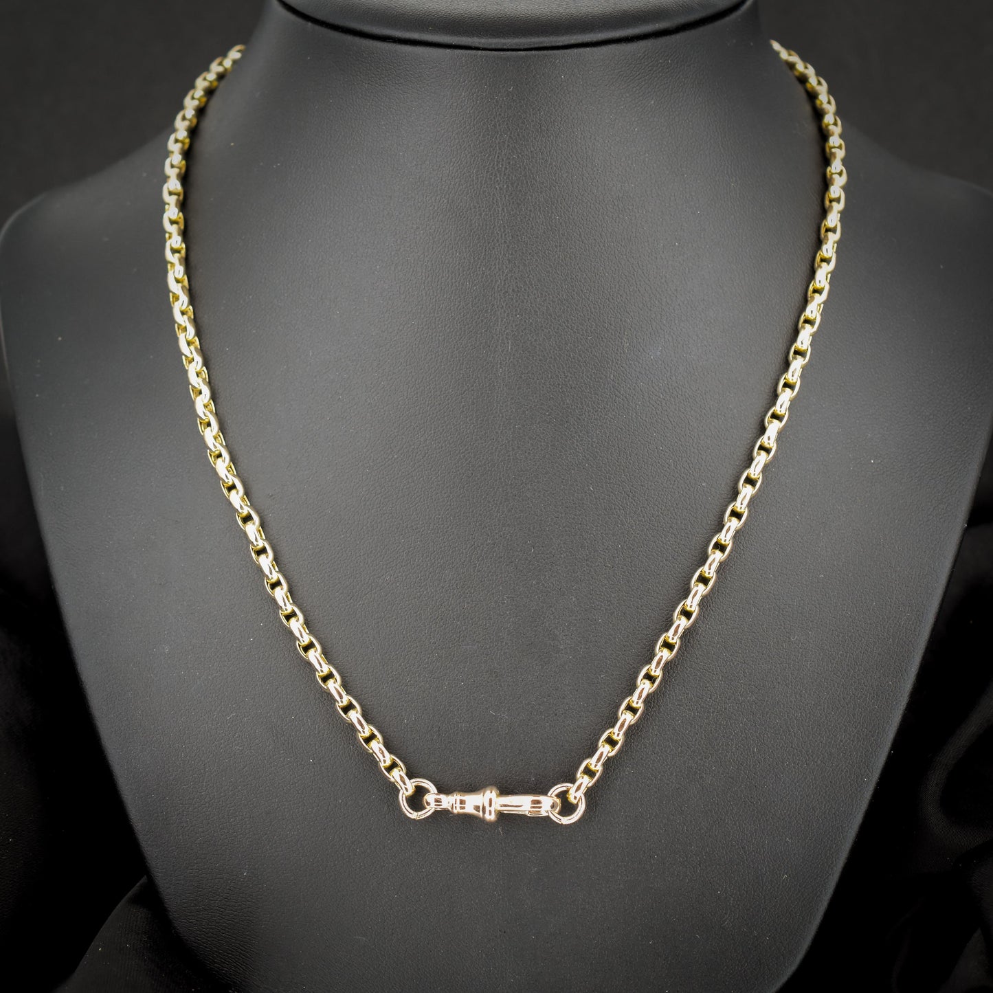 Antique Victorian 9ct Gold Faceted Link Chain Necklace with Dog Clip | 21"