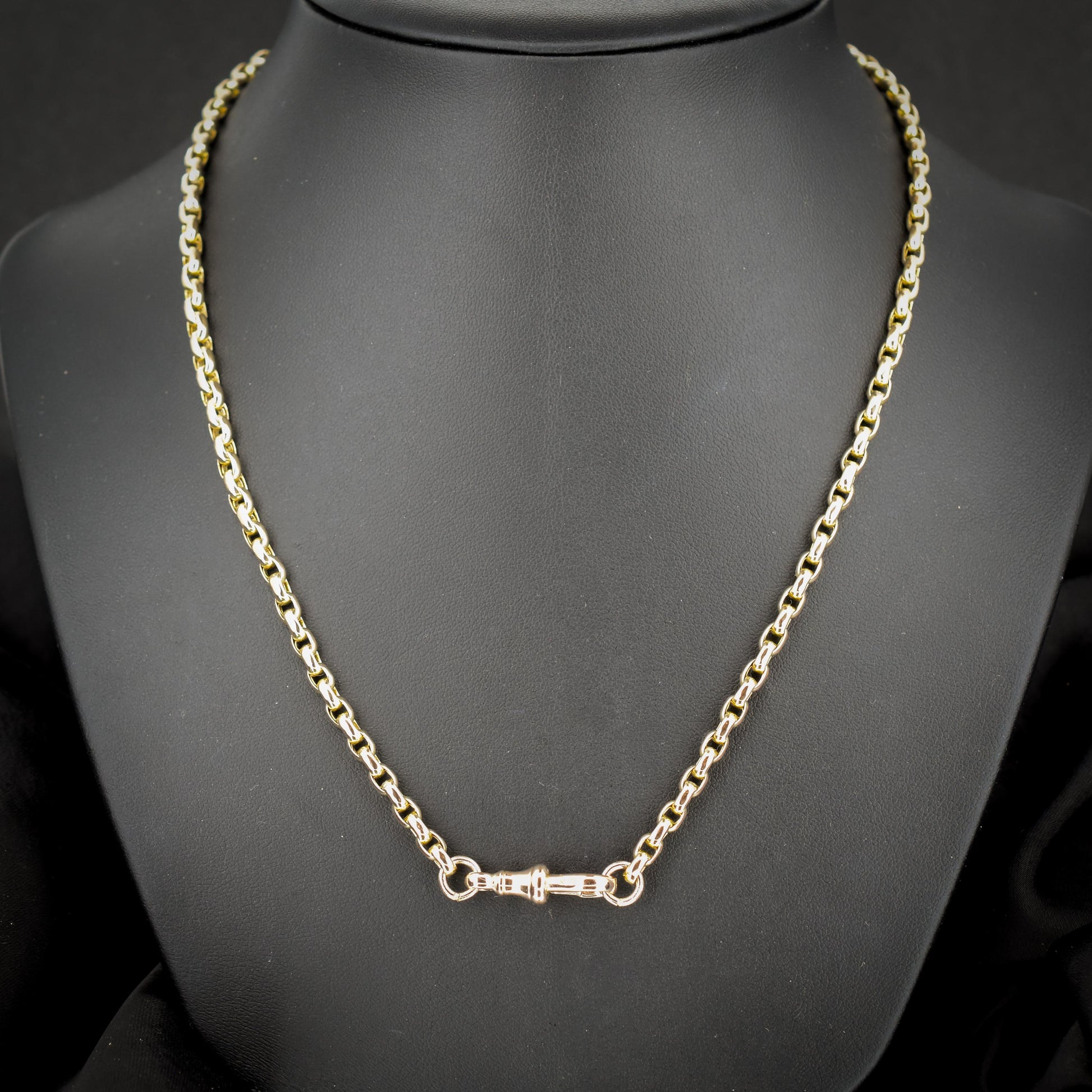 Antique Victorian 9ct Gold Faceted Link Chain Necklace with Dog Clip | 21"