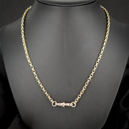 Antique Victorian 9ct Gold Faceted Link Chain Necklace with Dog Clip | 21"