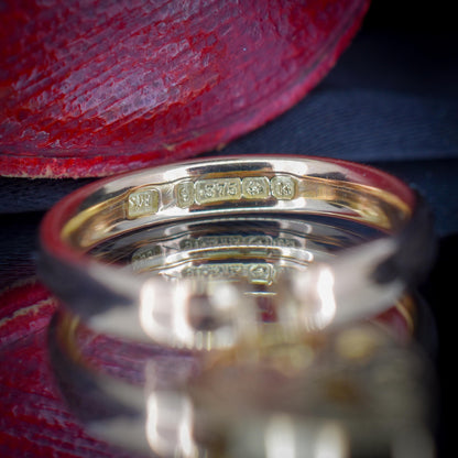 Vintage Heart Padlock Drop 9ct Yellow Gold Band Ring | Birmingham 1934