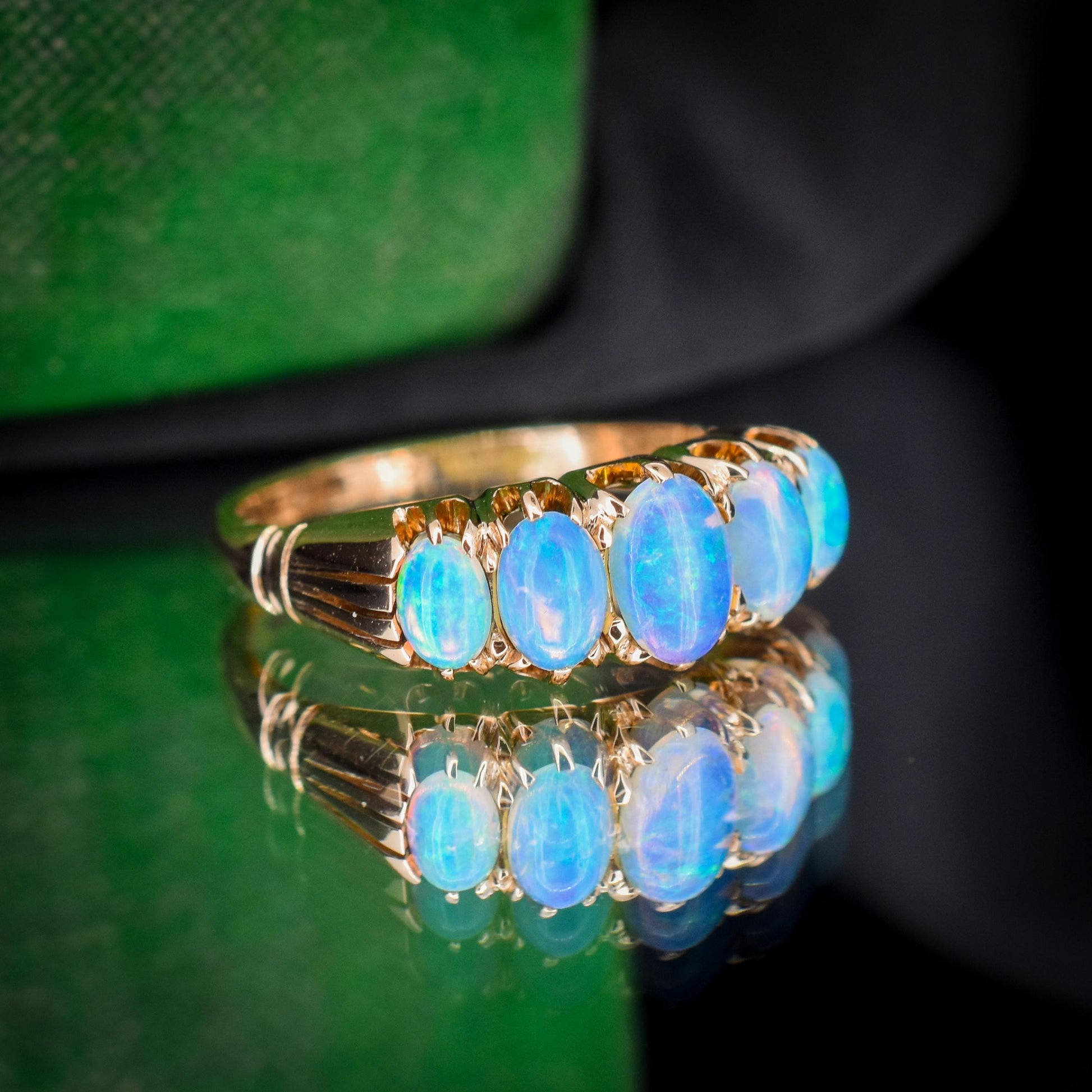 Antique Edwardian Natural Opal Five Stone 18ct Gold Ring