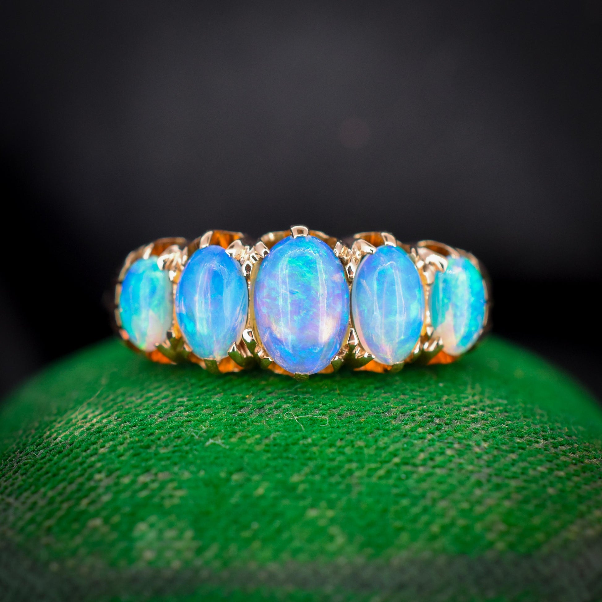 Antique Edwardian Natural Opal Five Stone 18ct Gold Ring