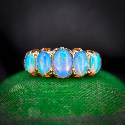 Antique Edwardian Natural Opal Five Stone 18ct Gold Ring