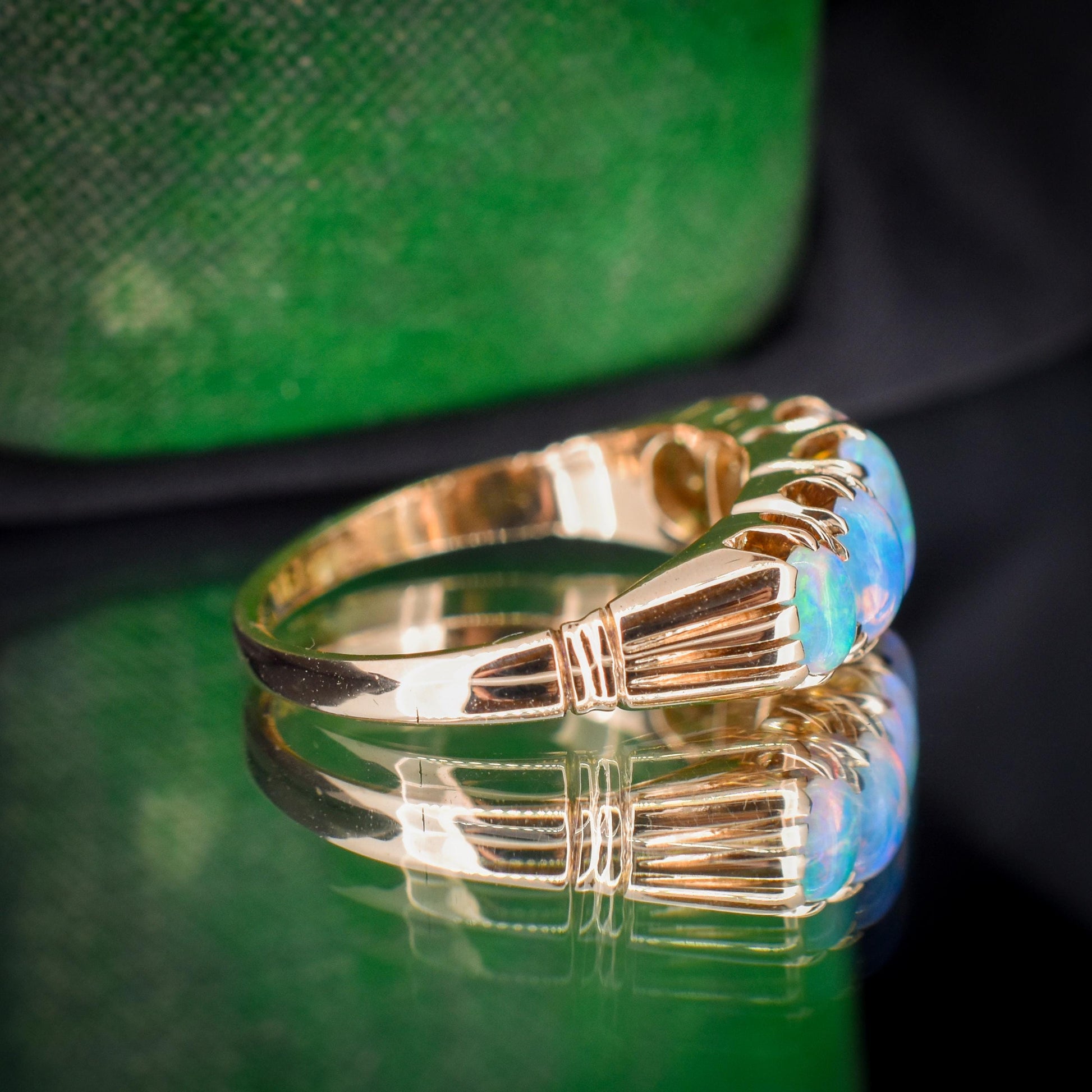 Antique Edwardian Natural Opal Five Stone 18ct Gold Ring