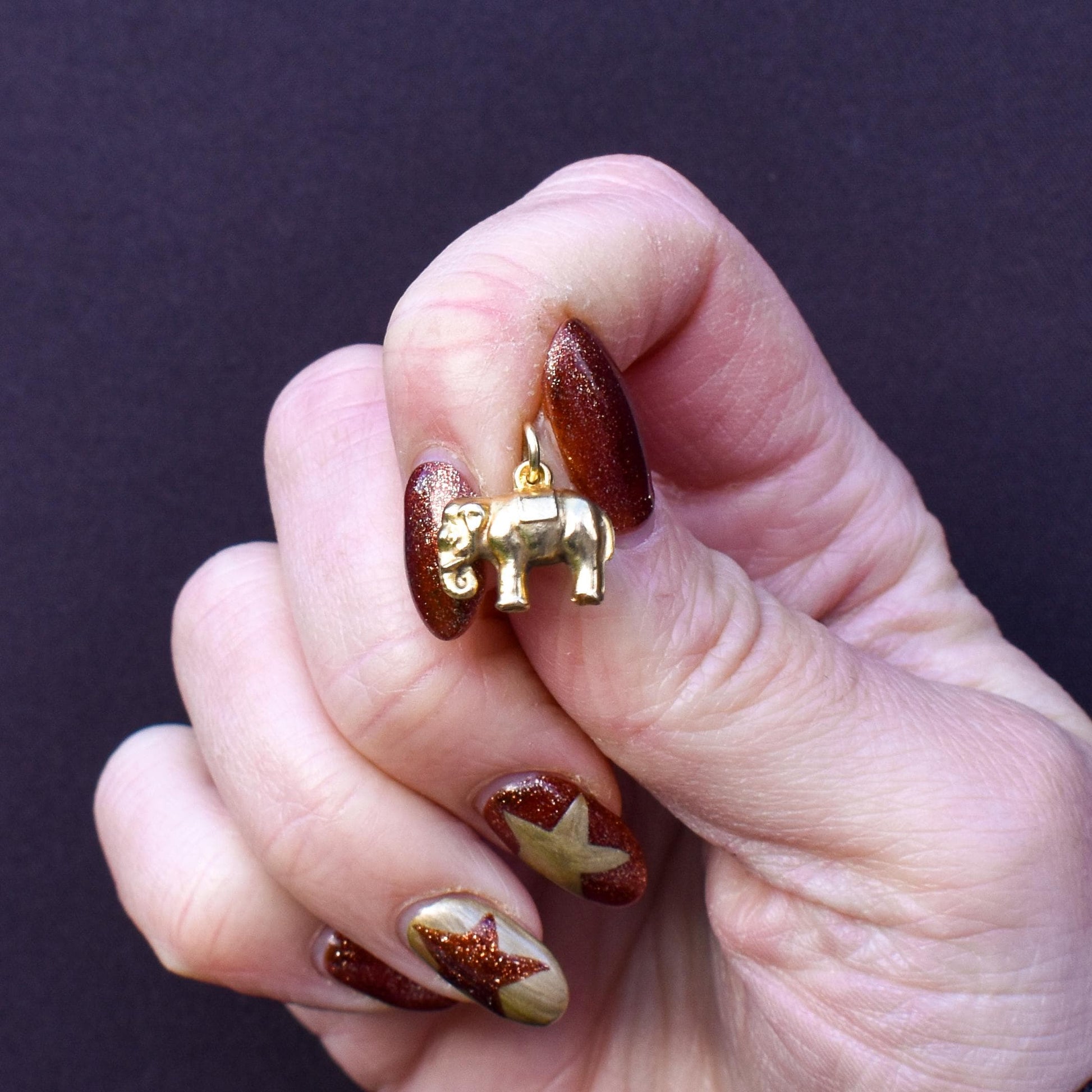 Vintage 9ct Yellow Gold Elephant Animal Charm Pendant | Dated 1967