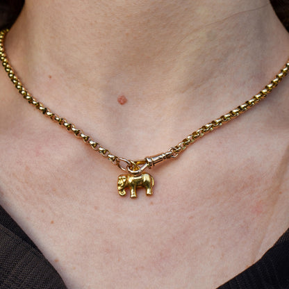 Vintage 9ct Yellow Gold Elephant Animal Charm Pendant | Dated 1967
