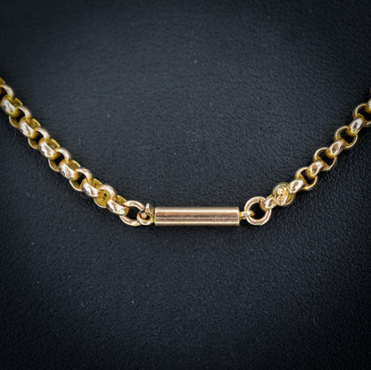 Antique 9ct Gold Faceted Belcher Link Chain Necklace with Barrel Clasp | 17.5"