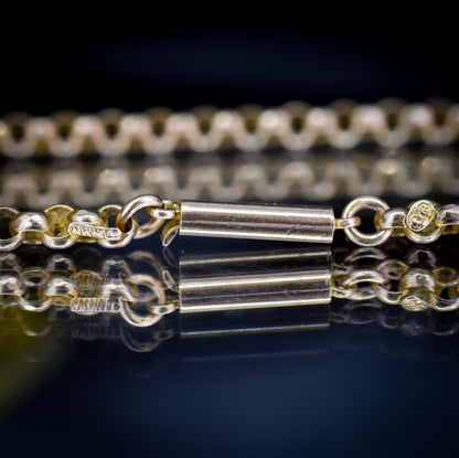 Antique 9ct Gold Faceted Belcher Link Chain Necklace with Barrel Clasp | 17.5"