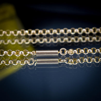 Antique 9ct Gold Faceted Belcher Link Chain Necklace with Barrel Clasp | 17.5"