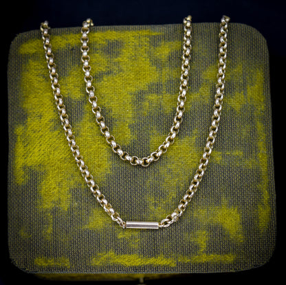 Antique 9ct Gold Faceted Belcher Link Chain Necklace with Barrel Clasp | 17.5"