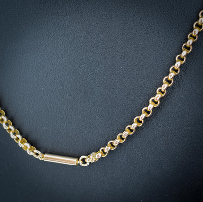 Antique 9ct Gold Faceted Belcher Link Chain Necklace with Barrel Clasp | 17.5"