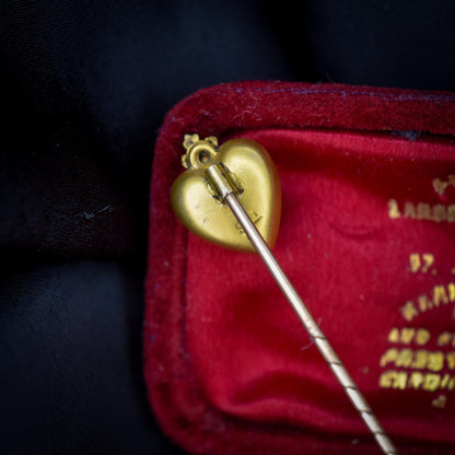 Antique Ruby Heart 9ct Gold Stick Pin