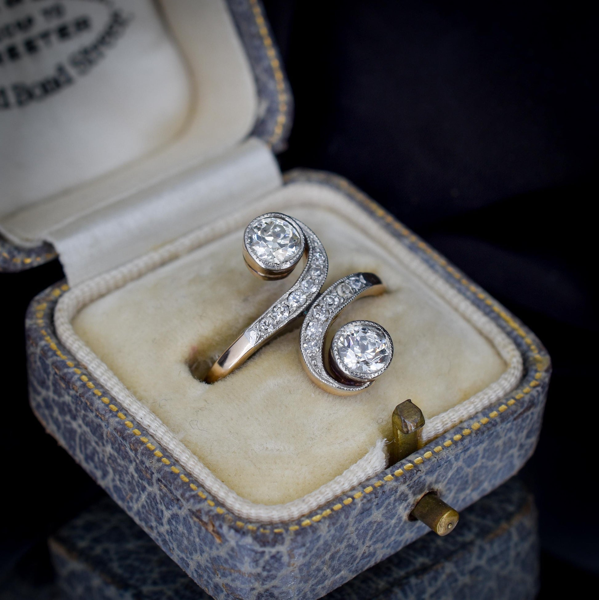 Antique 0.96ct Diamond 'Toi Et Moi' Two Stone Gold and Platinum Ring