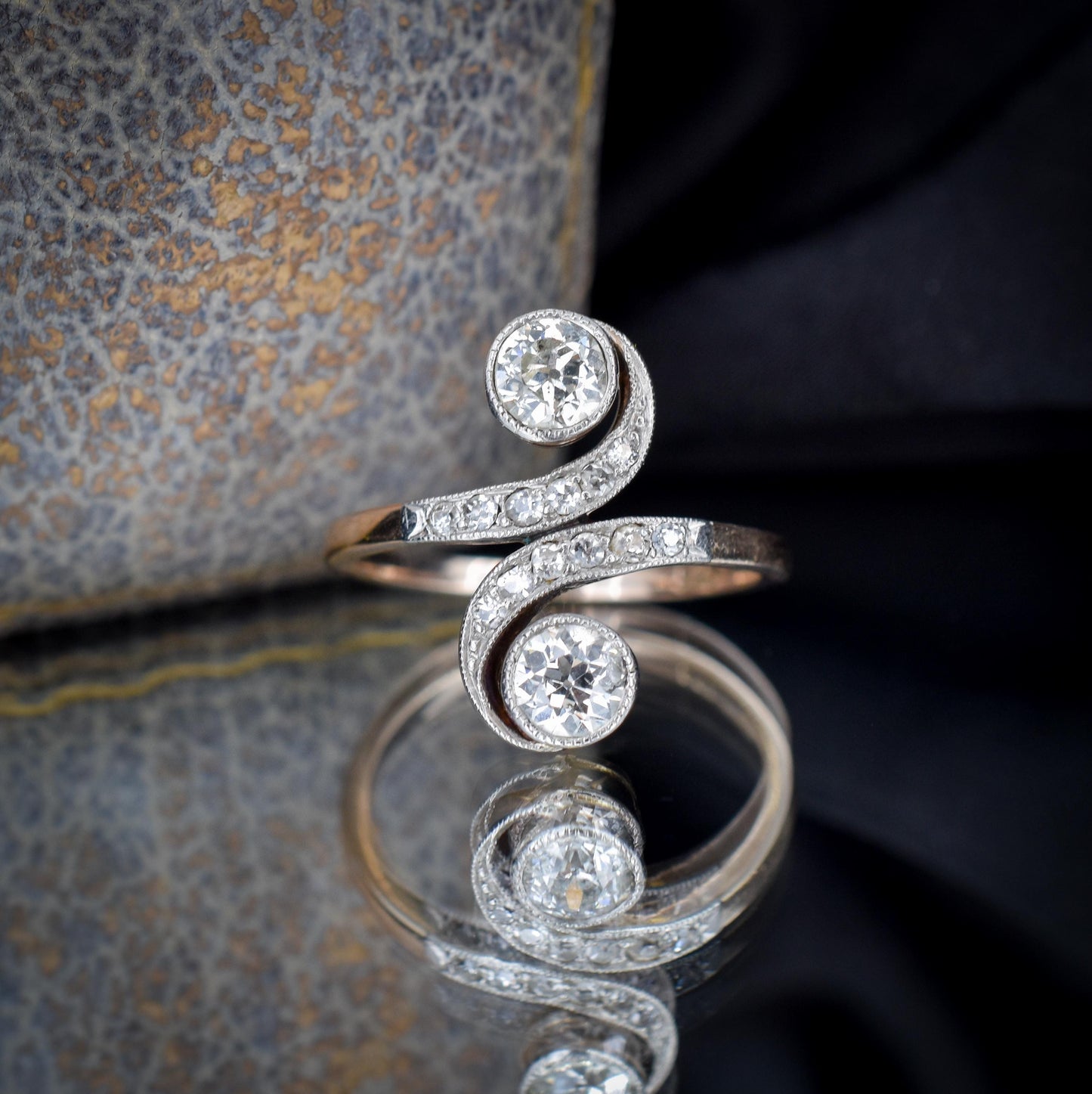 Antique 0.96ct Diamond 'Toi Et Moi' Two Stone Gold and Platinum Ring