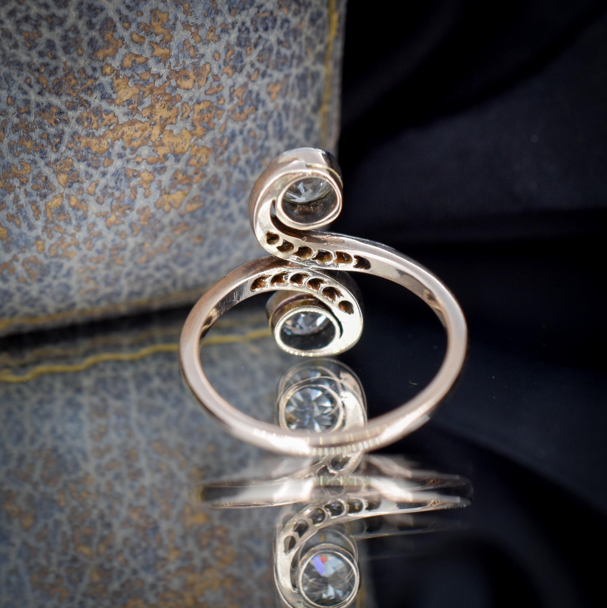 Antique 0.96ct Diamond 'Toi Et Moi' Two Stone Gold and Platinum Ring