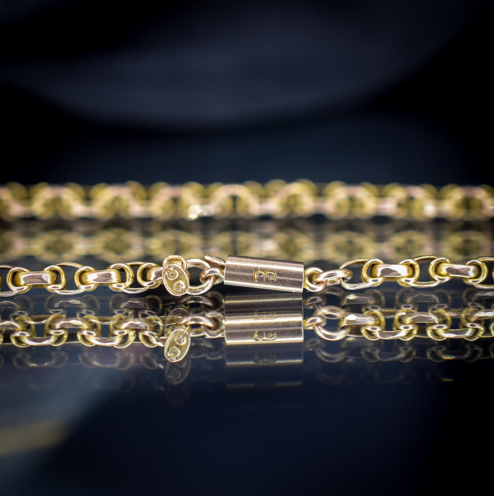 Antique 9ct Gold Fancy Link Chain Necklace with Barrel Clasp | 16.5"