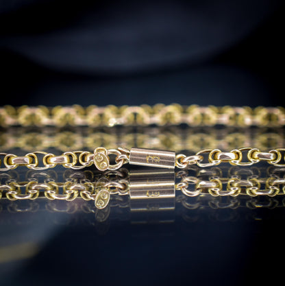 Antique 9ct Gold Fancy Link Chain Necklace with Barrel Clasp | 16.5"