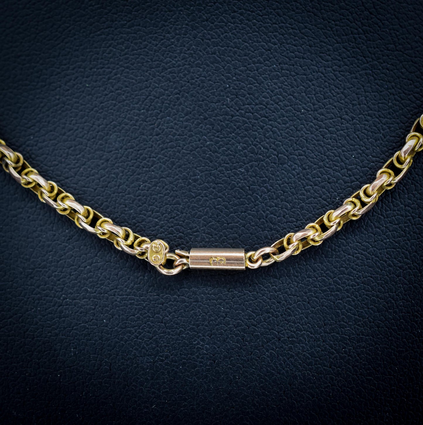 Antique 9ct Gold Fancy Link Chain Necklace with Barrel Clasp | 16.5"