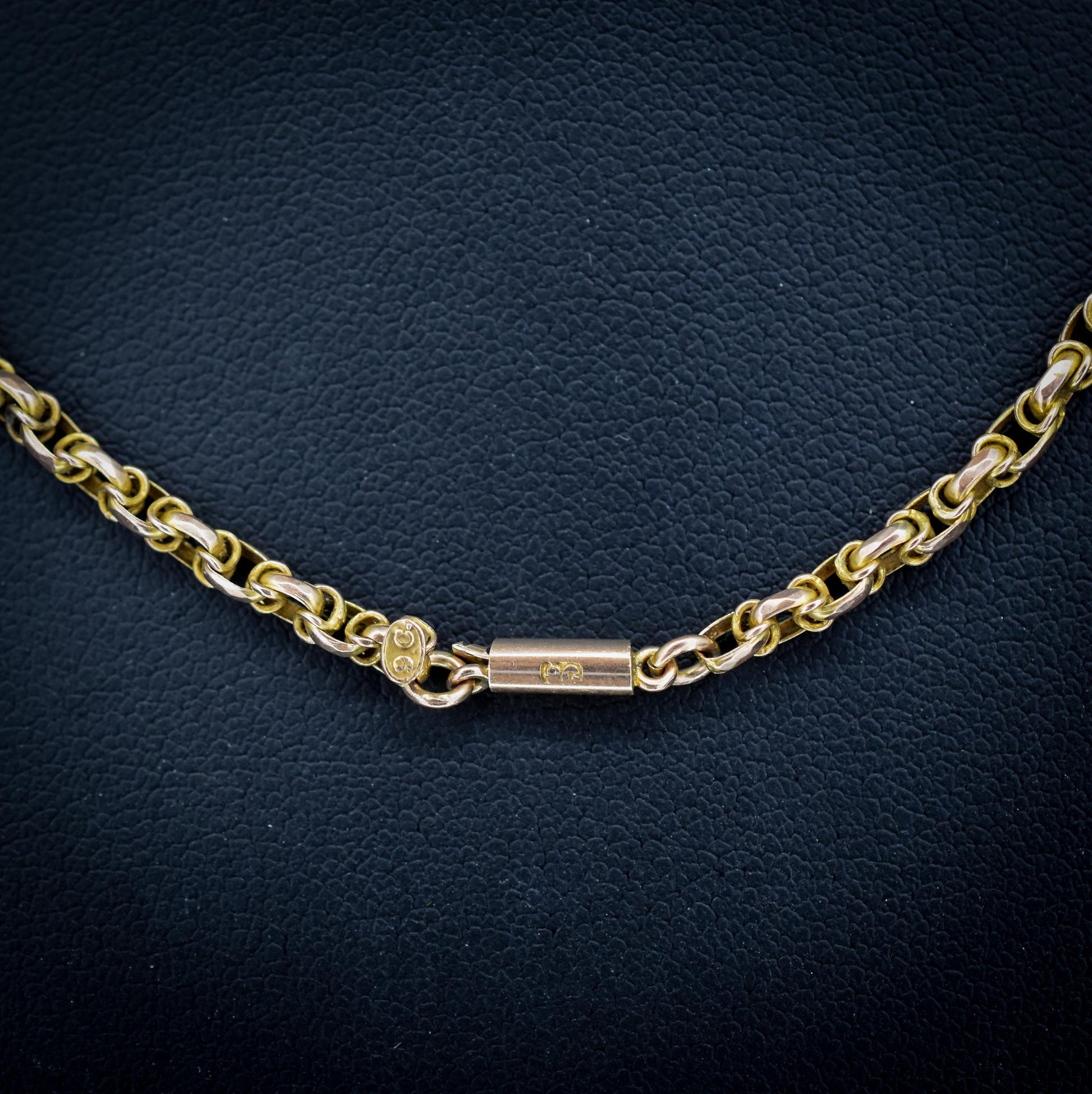 Antique 9ct Gold Fancy Link Chain Necklace with Barrel Clasp | 16.5"