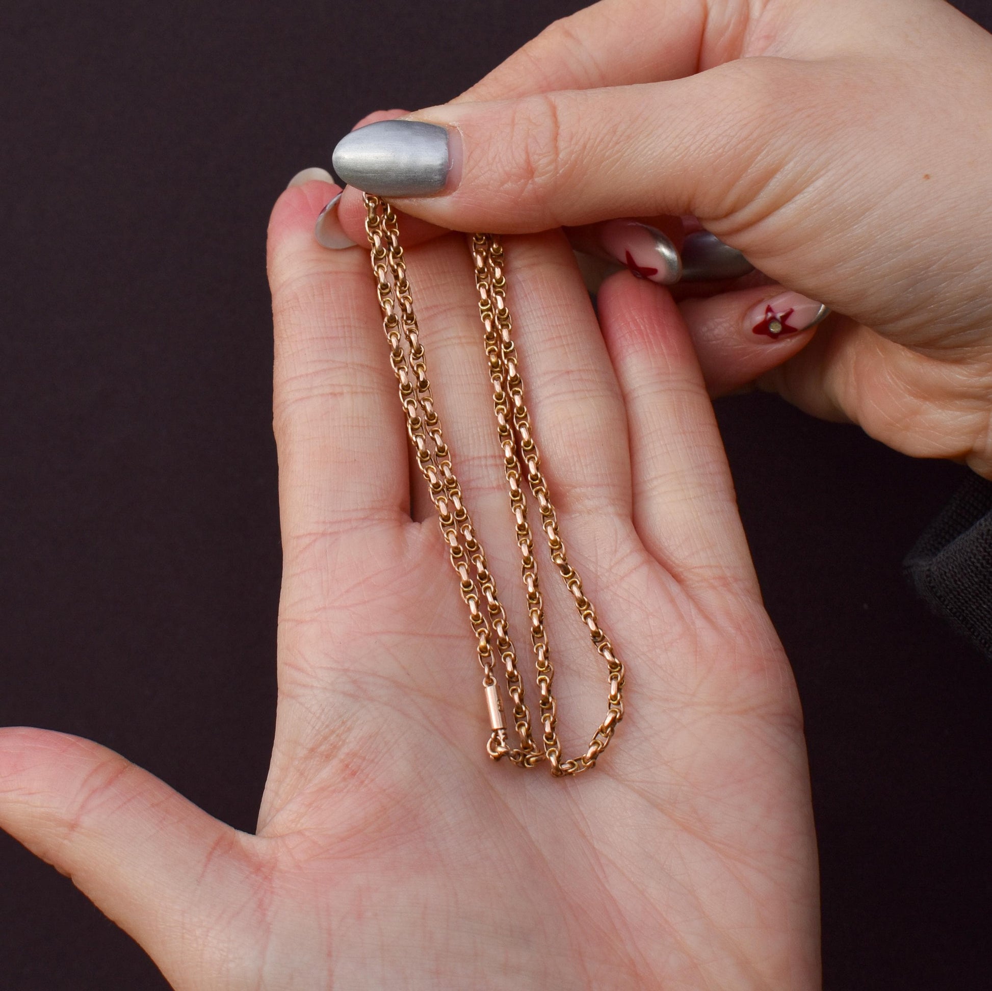 Antique 9ct Gold Fancy Link Chain Necklace with Barrel Clasp | 16.5"