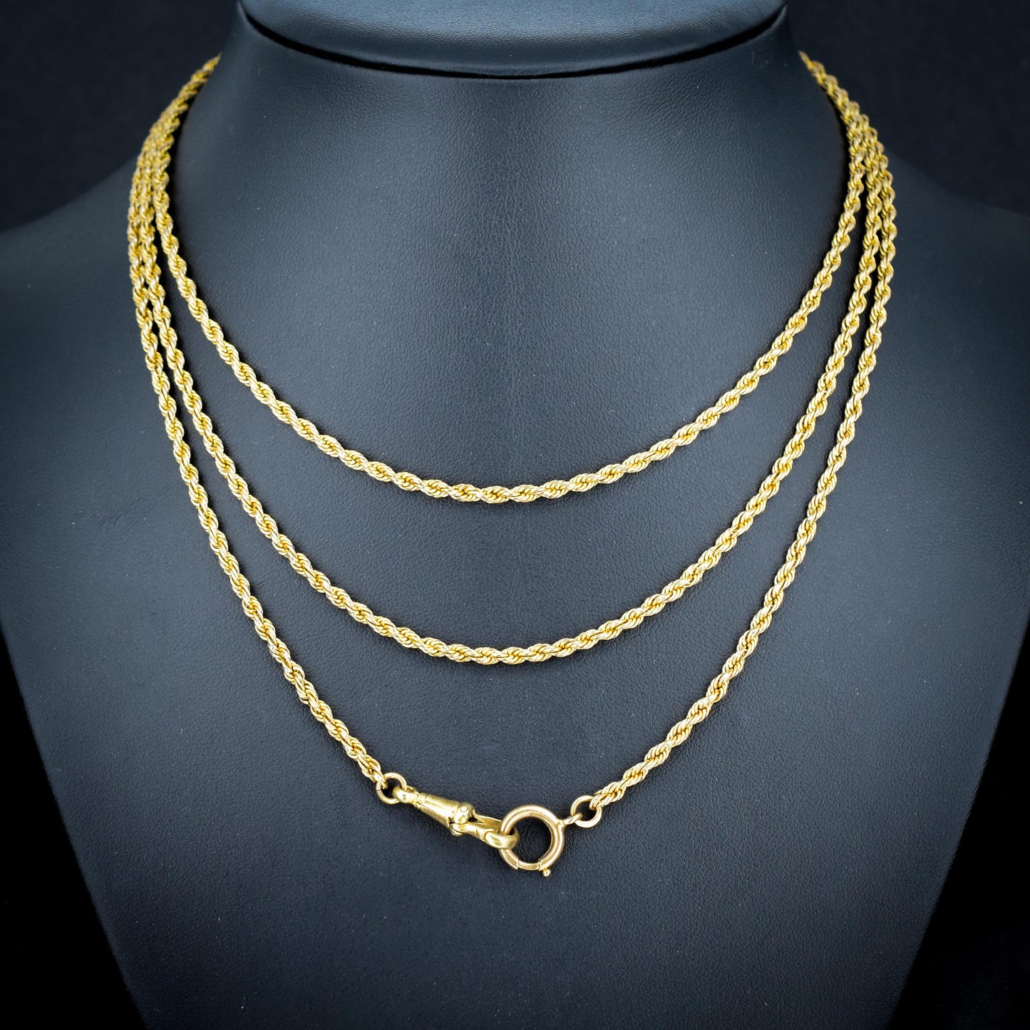 Antique Rope Twist Chain Guard Muff Necklace 51" with Dog Clip and Bolt Ring