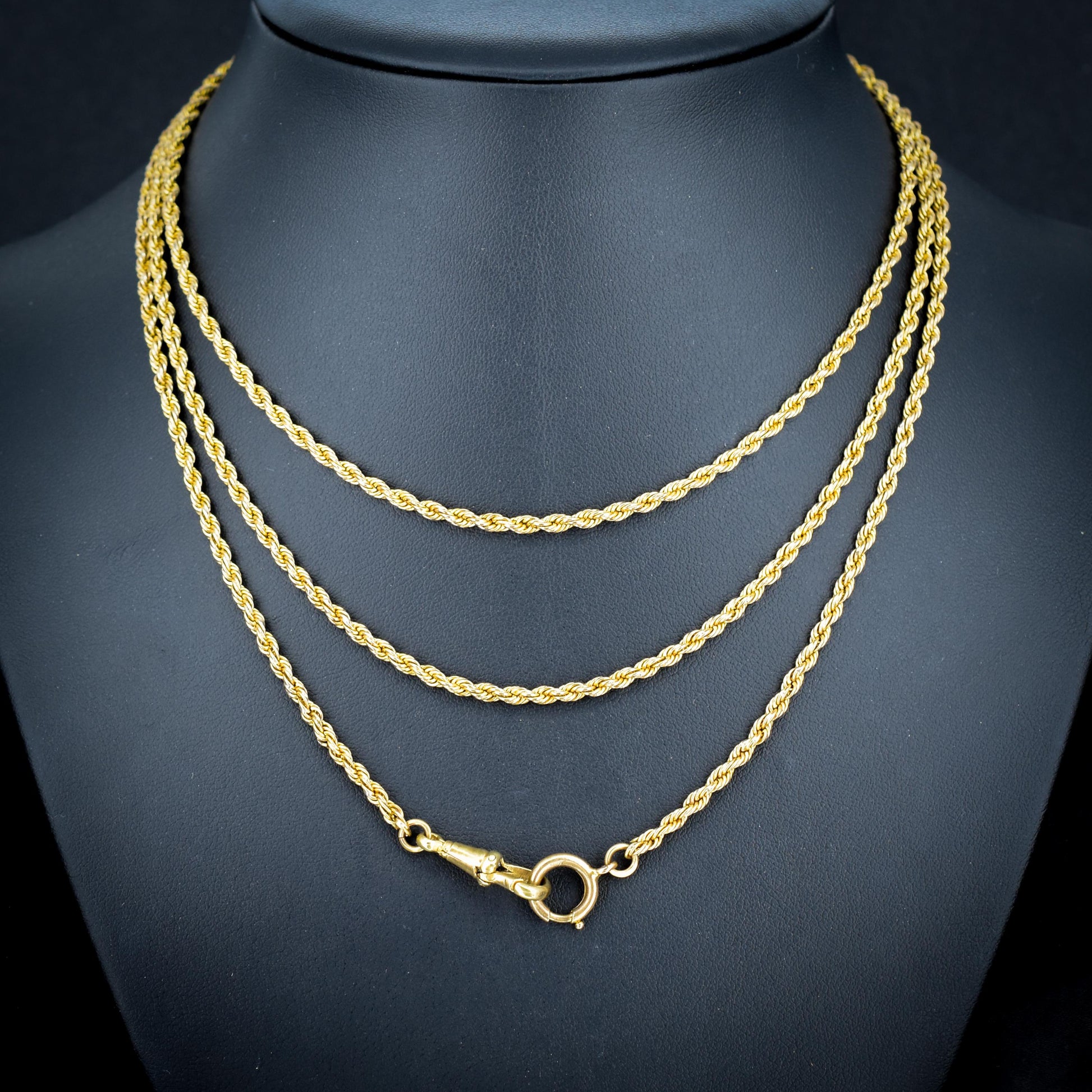 Antique Rope Twist Chain Guard Muff Necklace 51" with Dog Clip and Bolt Ring