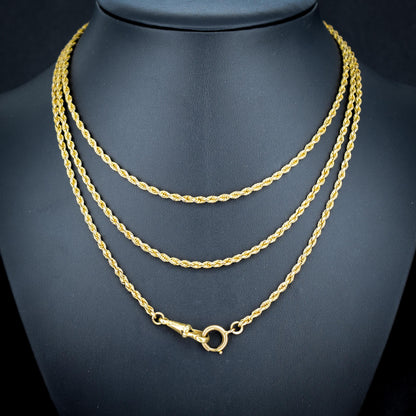Antique Rope Twist Chain Guard Muff Necklace 51" with Dog Clip and Bolt Ring
