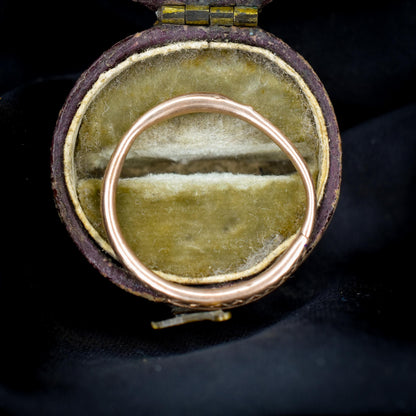 Antique Georgian 9ct Gold Snake Ouroboros Engraved Split Ring, 20mm