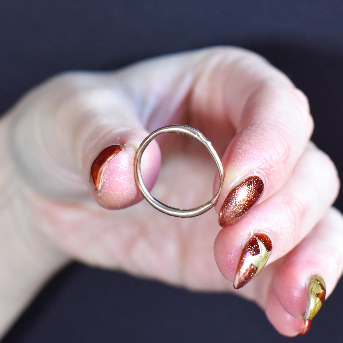 Antique Georgian 9ct Gold Snake Ouroboros Engraved Split Ring, 20mm