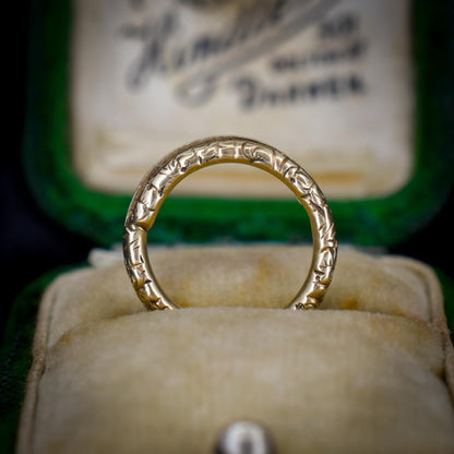 Antique Georgian 12ct Gold Engraved Split Ring, 15mm