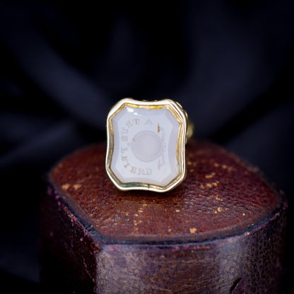 Antique Chalcedony 'A TRUE FRIEND' Intaglio Gold Cased Fob Seal Pendant