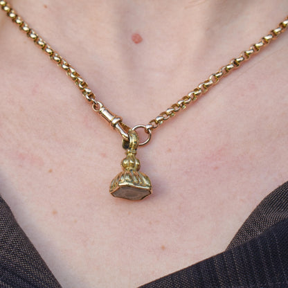 Antique Chalcedony 'A TRUE FRIEND' Intaglio Gold Cased Fob Seal Pendant