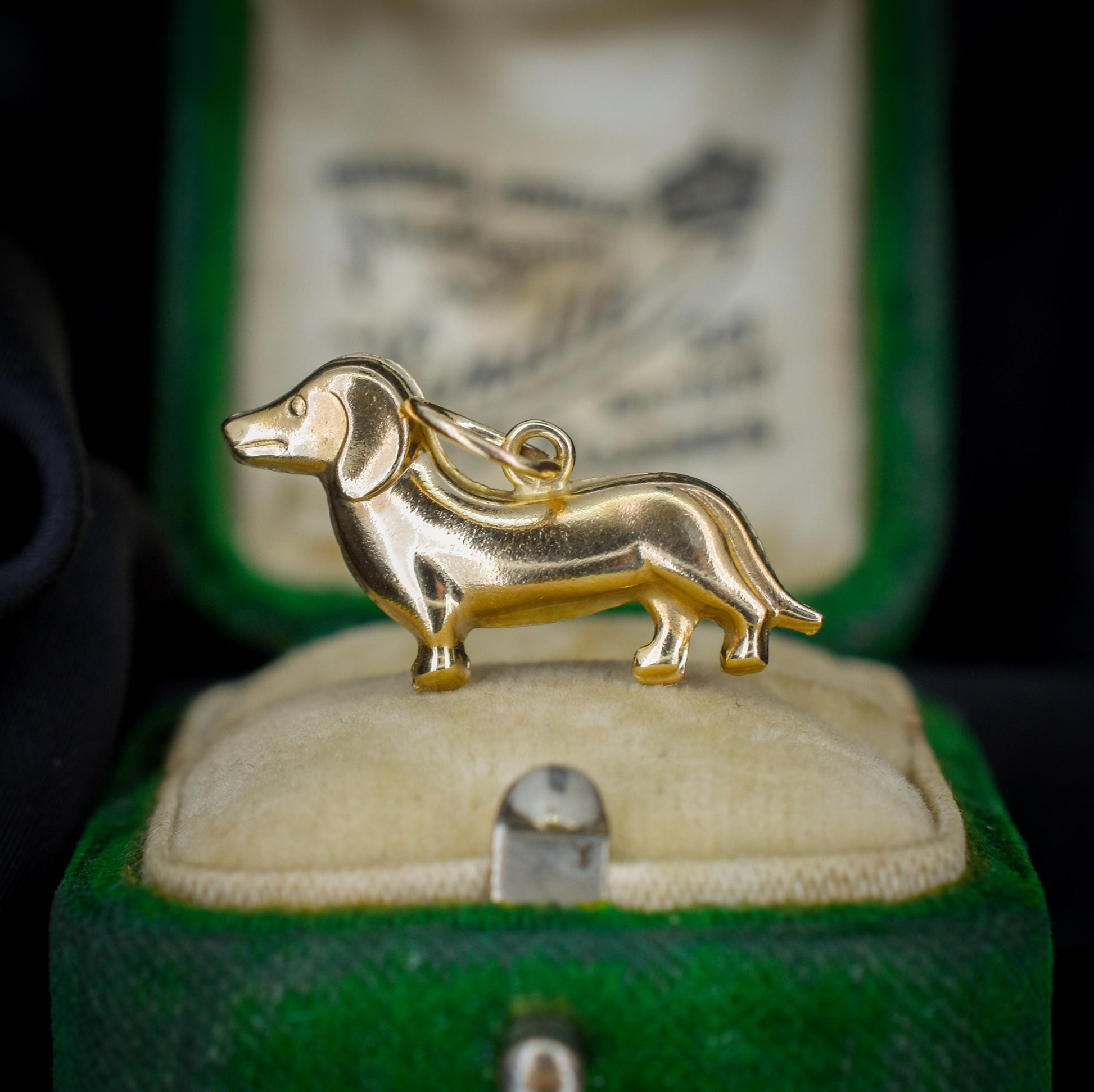 Vintage 9ct Gold Dachshund Dog Charm Pendant - Dated 1965