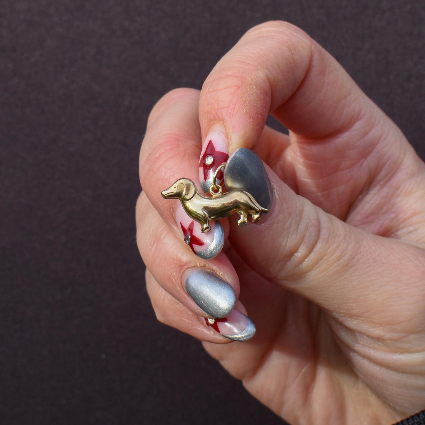 Vintage 9ct Gold Dachshund Dog Charm Pendant - Dated 1965