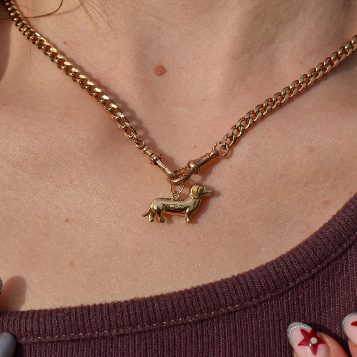 Vintage 9ct Gold Dachshund Dog Charm Pendant - Dated 1965