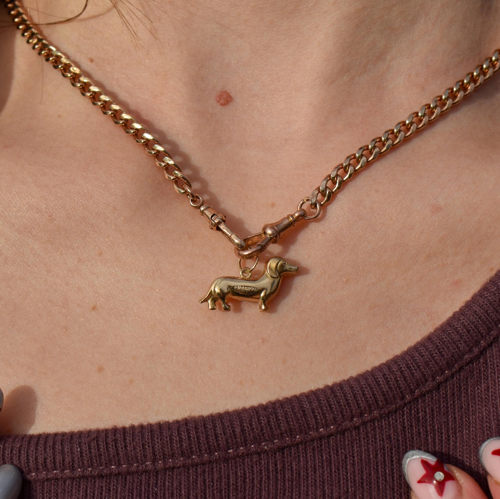 Vintage 9ct Gold Dachshund Dog Charm Pendant - Dated 1965