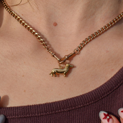 Vintage 9ct Gold Dachshund Dog Charm Pendant - Dated 1965