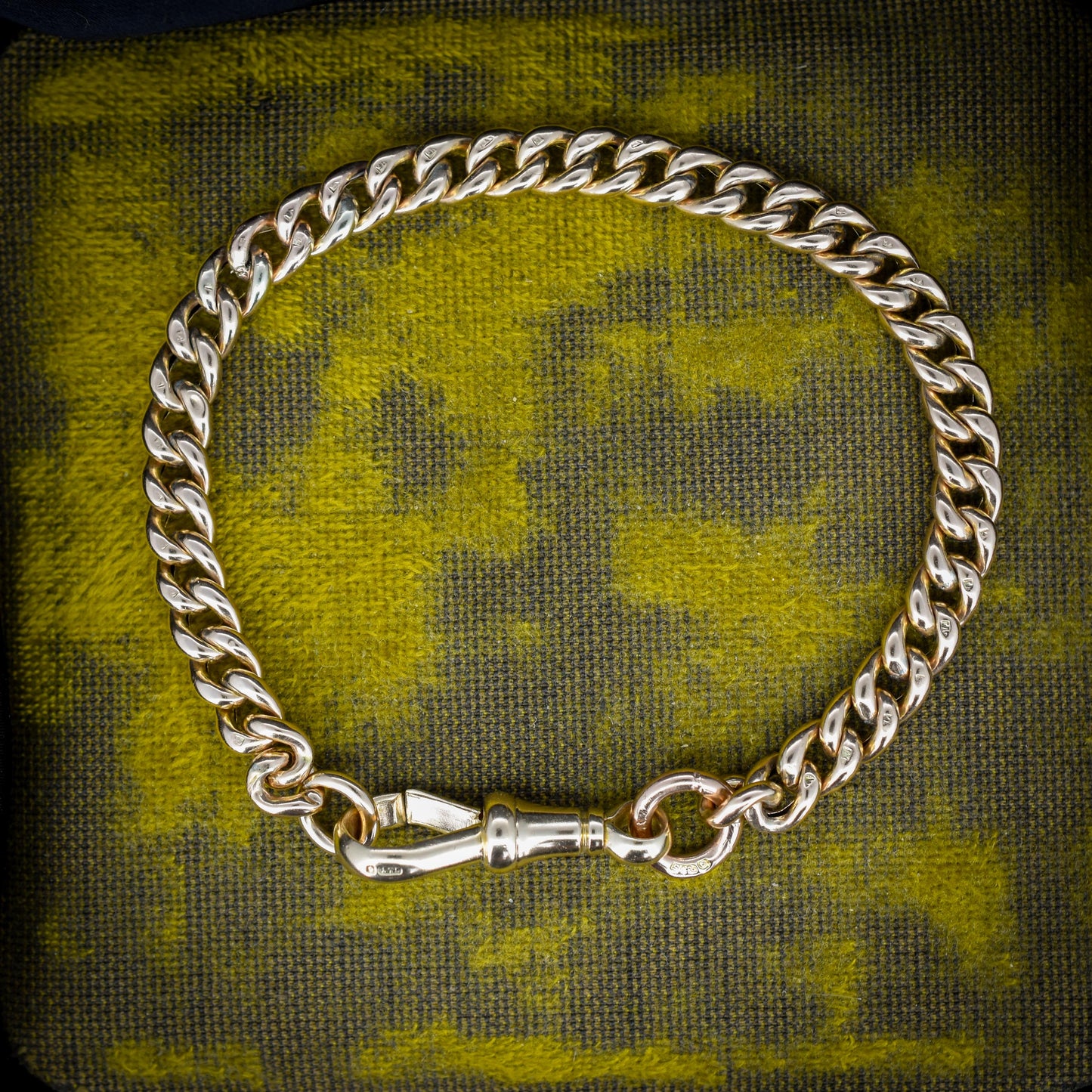 Antique 9ct Gold Curb Link Dog Clip Bracelet | 7"